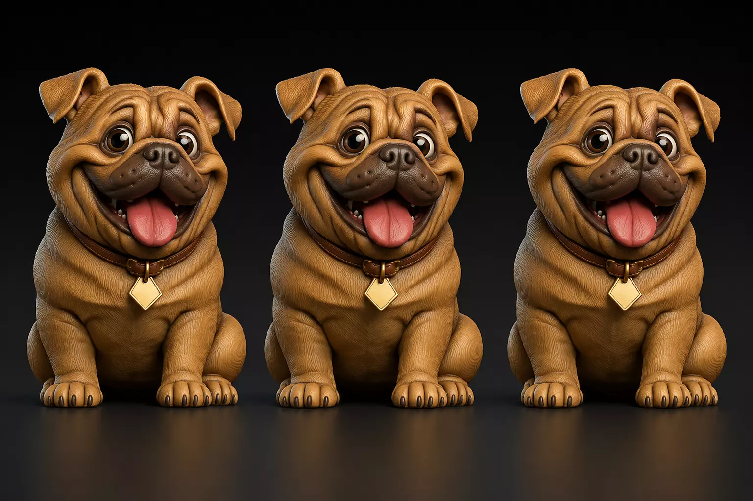 Happy Pug Cute Smiling Dog Collectible STL 3D print model