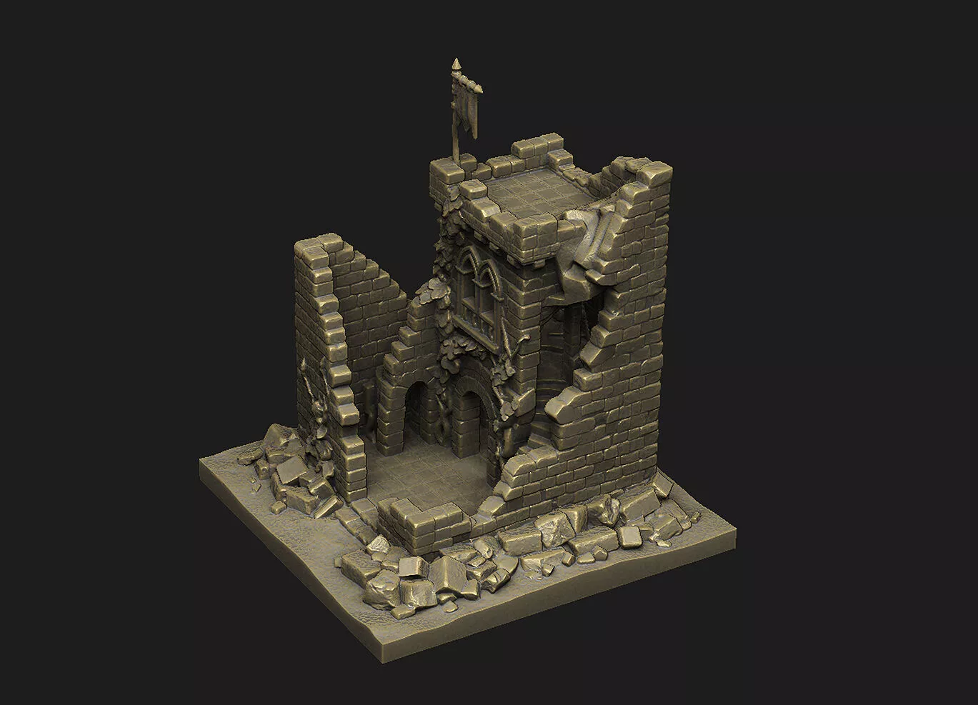 ruin tower castle fortress miniature 3d-model digital-art 3D print model
