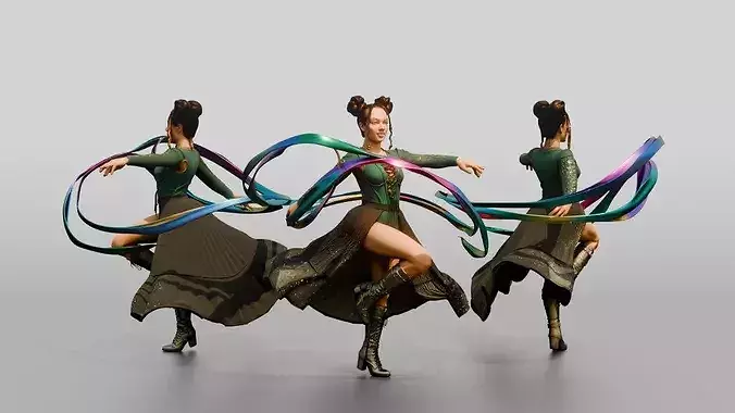 Ribbon Dancer Mid-Twirl