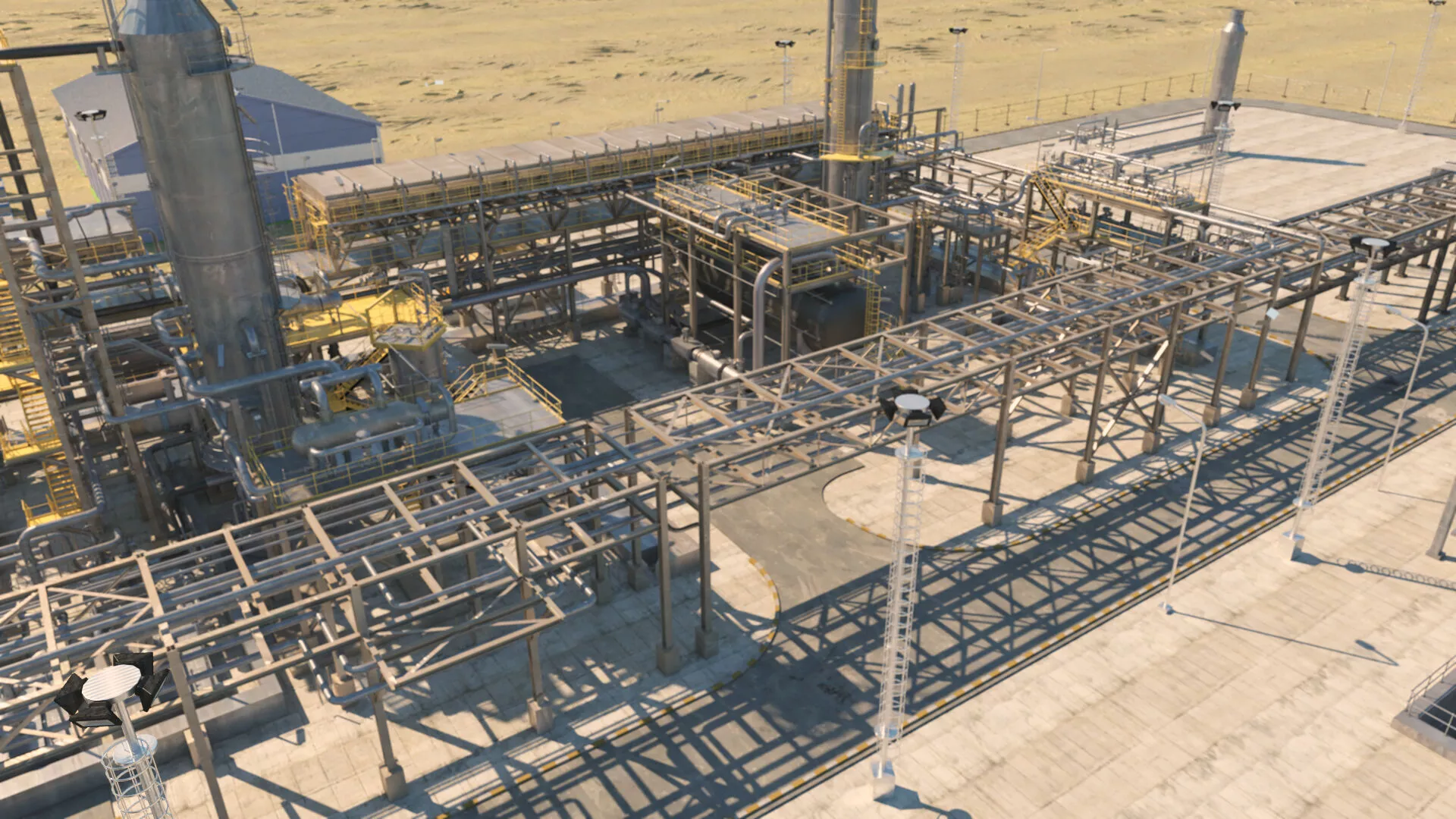 Sour Gas Sweetening Unit 3D Model - Gas Processing Plant 3D model