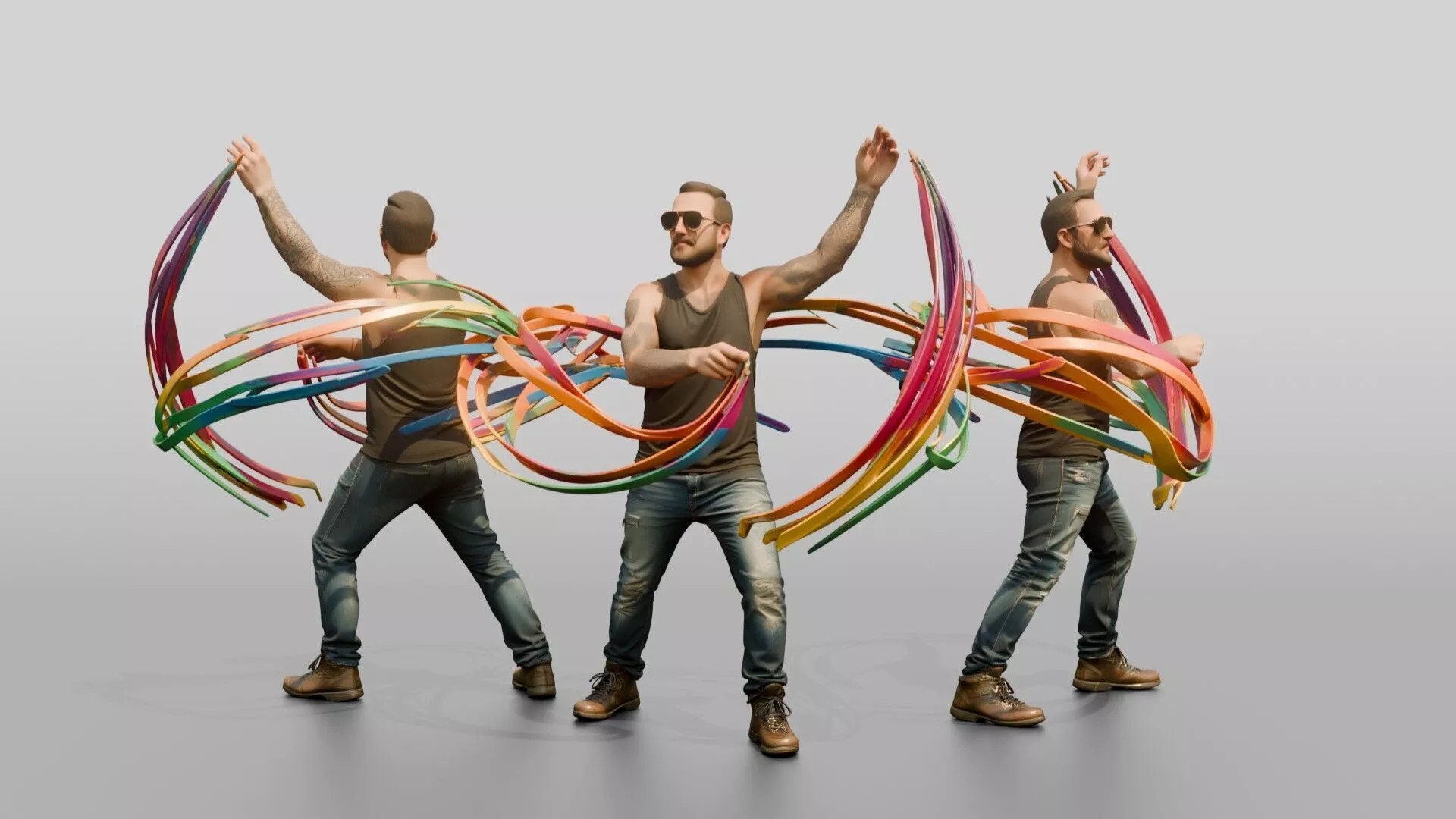 Man Dancing with Festival Ribbons 3D model
