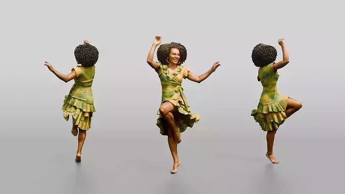 Woman Dancing in a Yellow Floral Dress