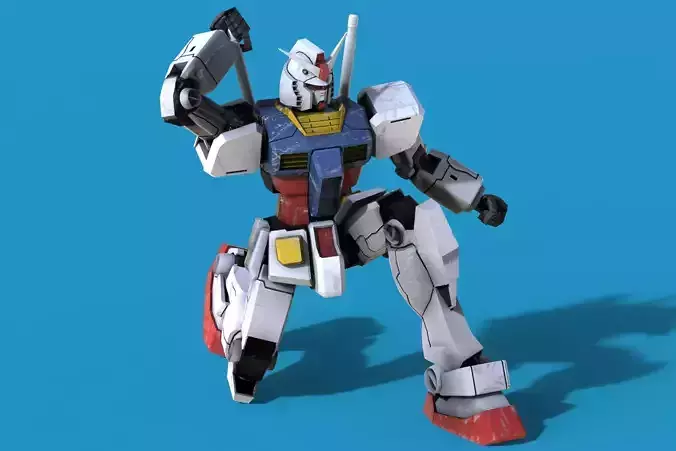 Gundam RX-78 Low-poly 3D model
