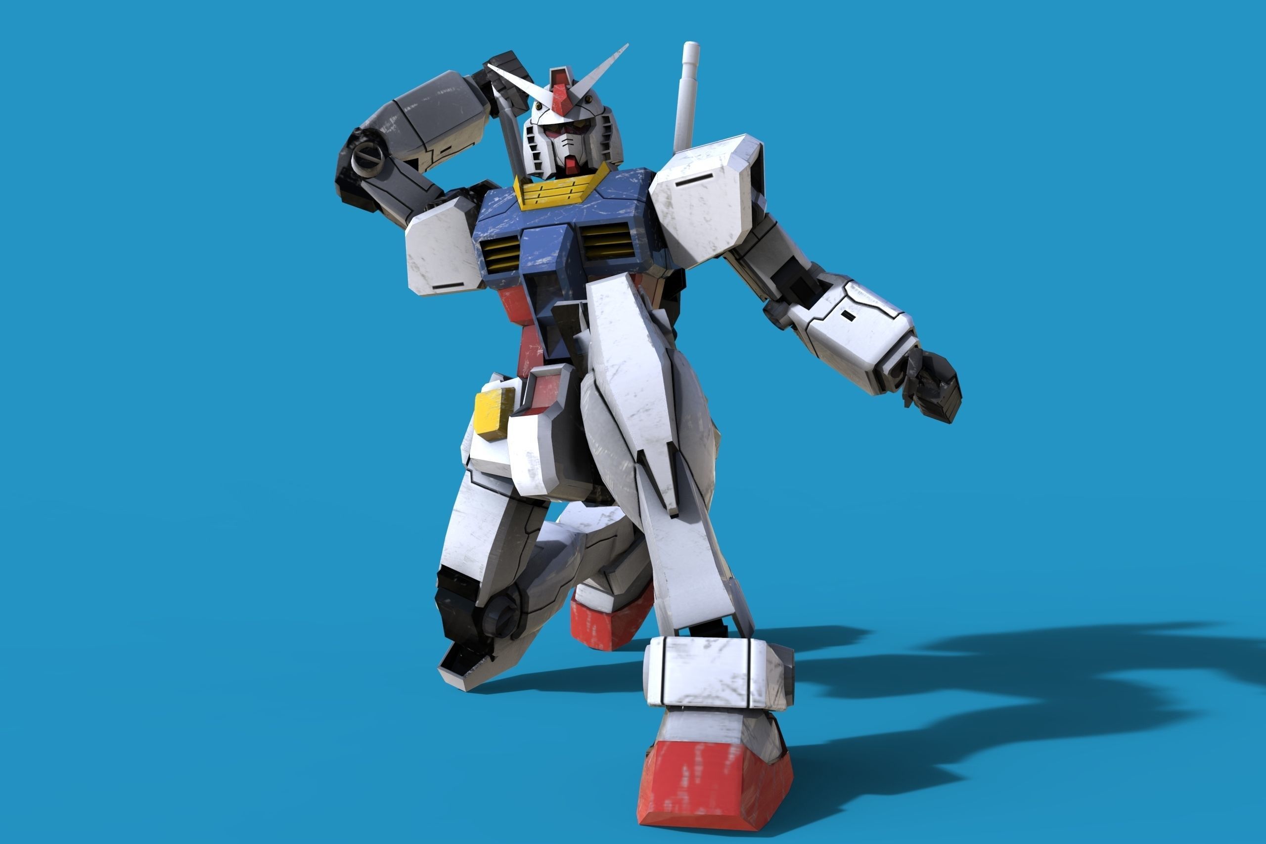 Gundam RX-78 Low-poly 3D model_1