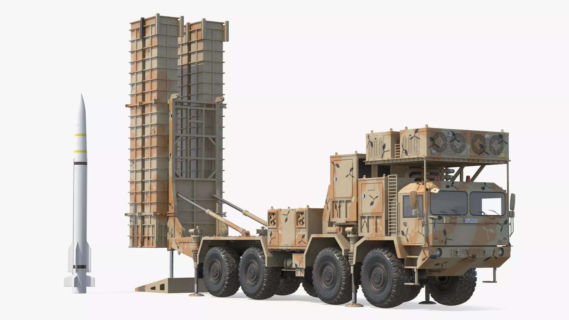 Iranian Bavar 373 Air Defense System on Ready with Missile 3D model