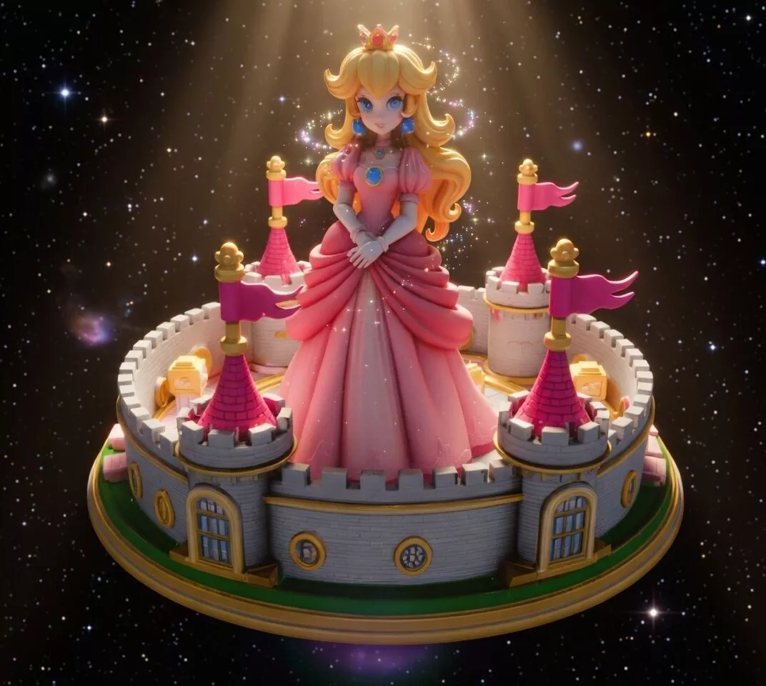 Princess Peach - Pink Dress and Castle 3D print model