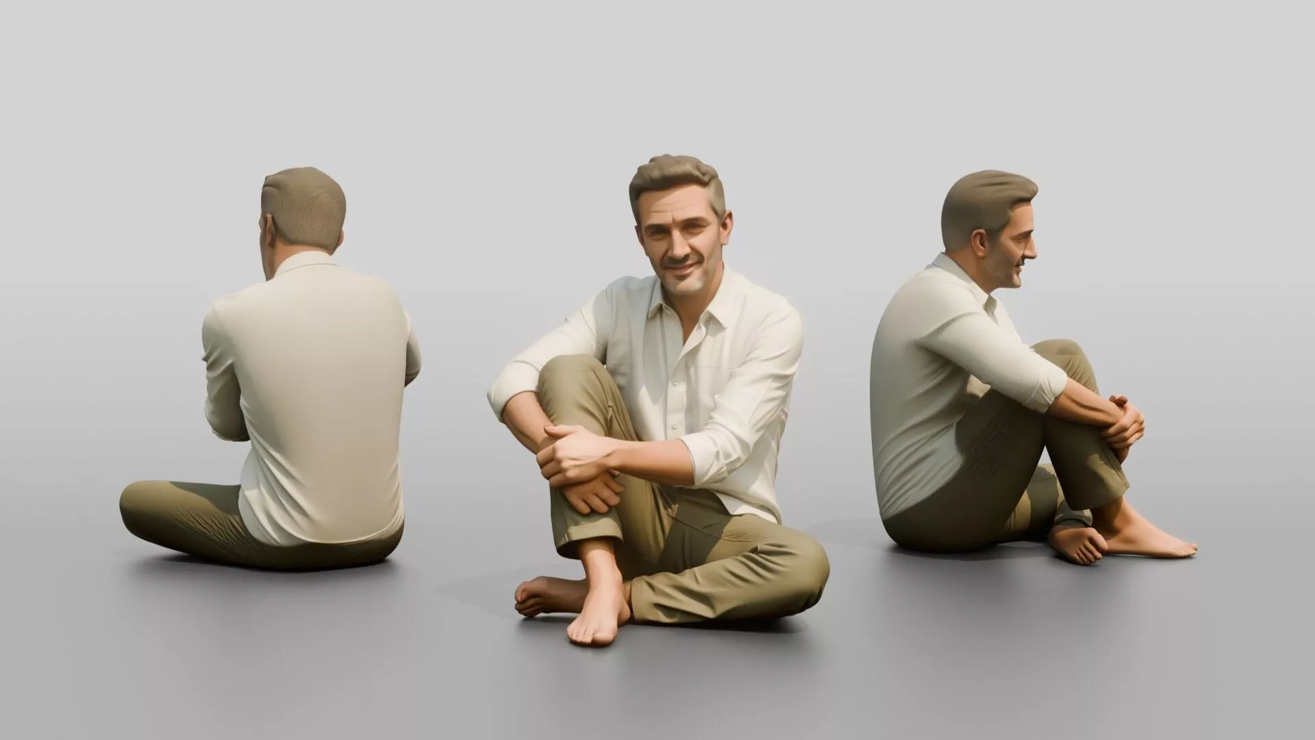 Man Seated Resting on His Knee 3D model