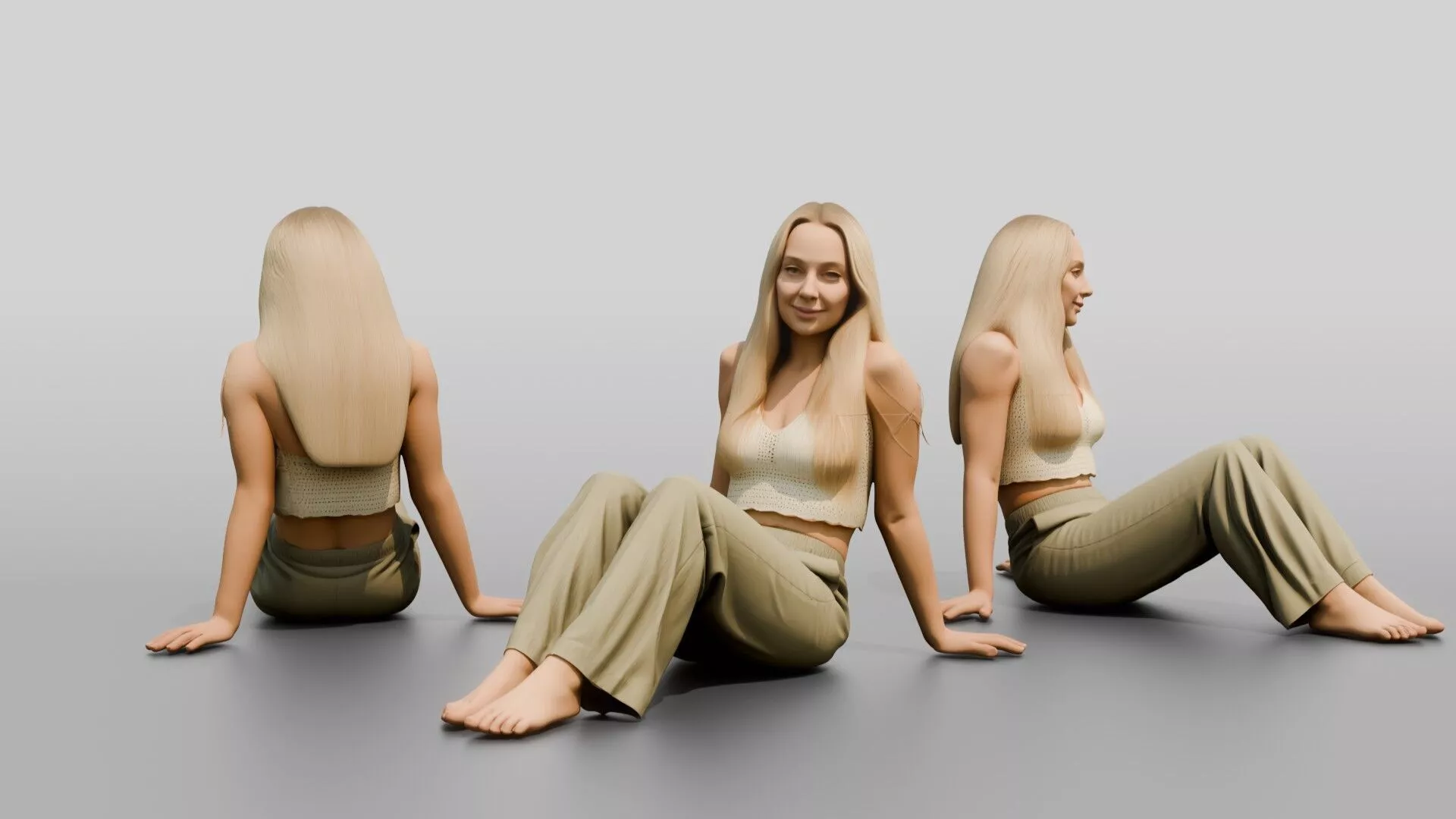 Woman Seated on the Floor 3D model