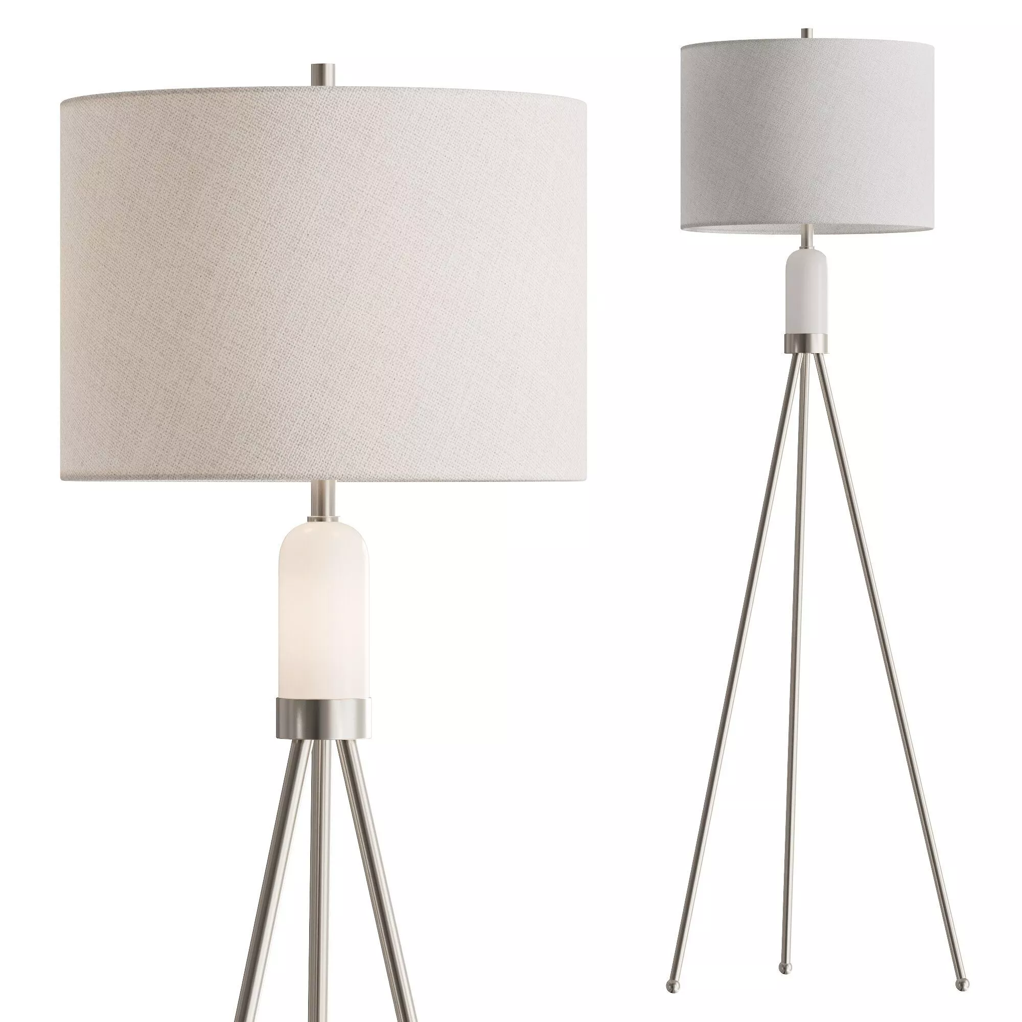 Orion High Brushed Nickel Floor Lamp 3D model