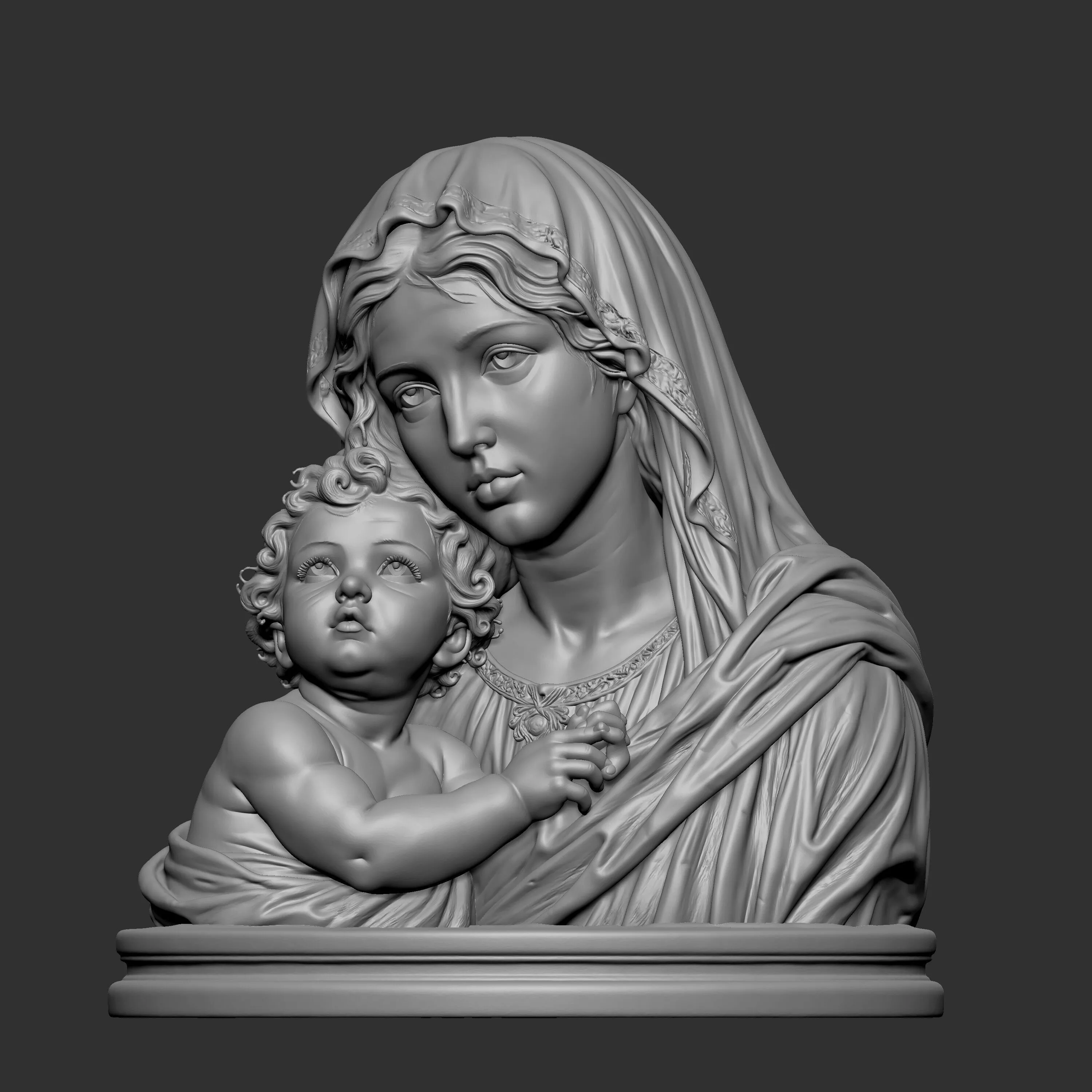 Virgin Mary holding Baby Jesus 3D print model