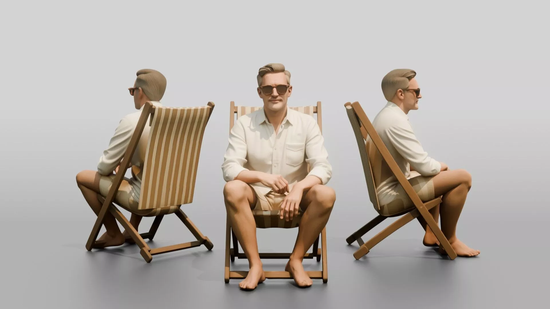 Older Man Seated in Sunglasses 3D model