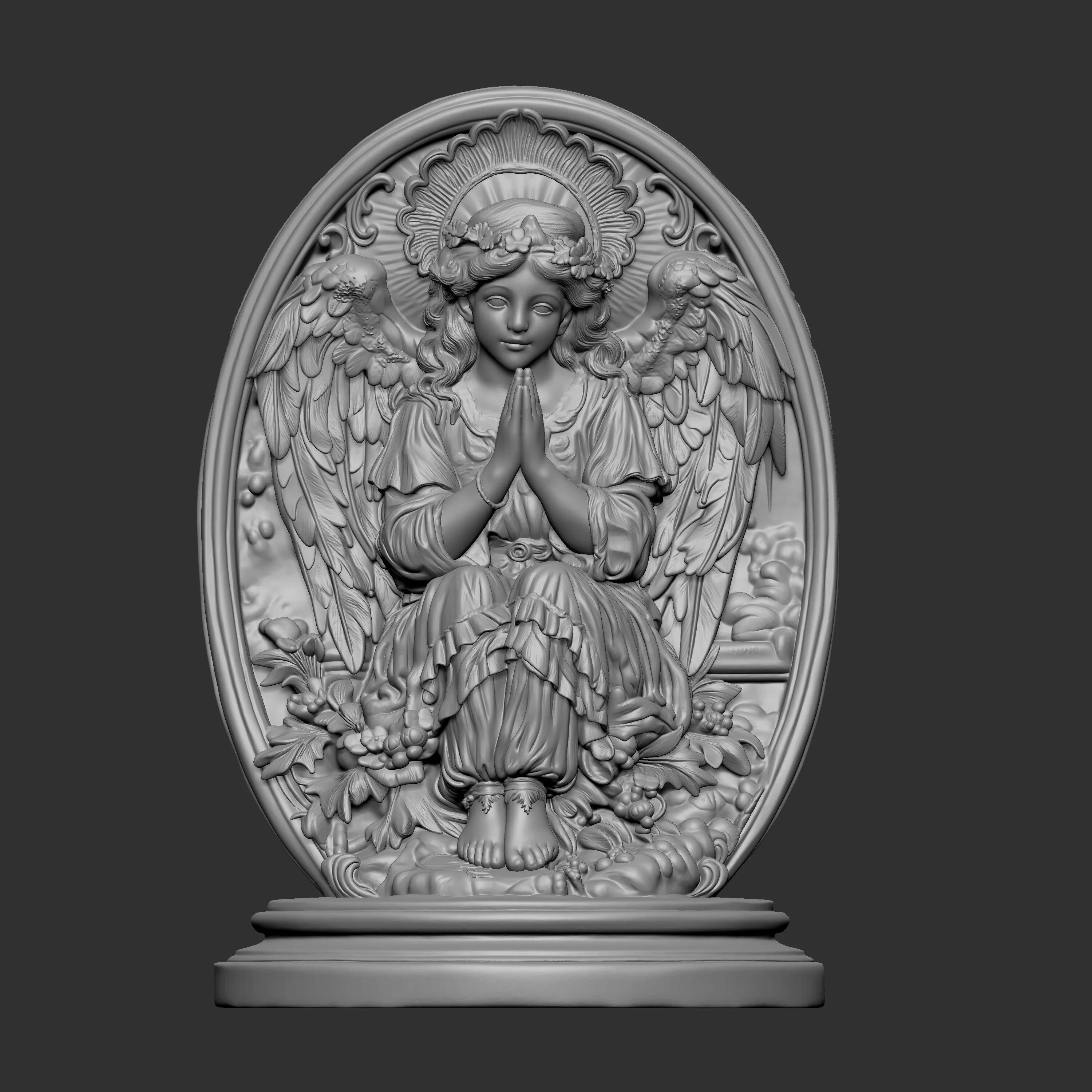 3D digital sculpture of an angel holding a scroll 3D print model