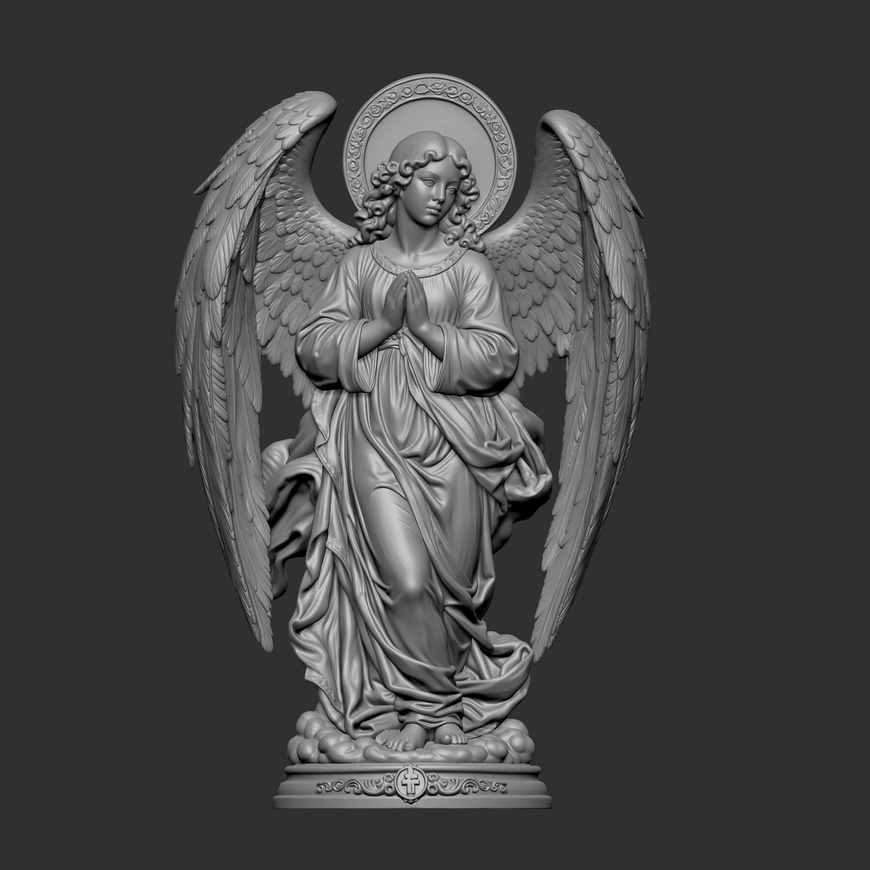 3D digital sculpture of a praying angel 3D print model
