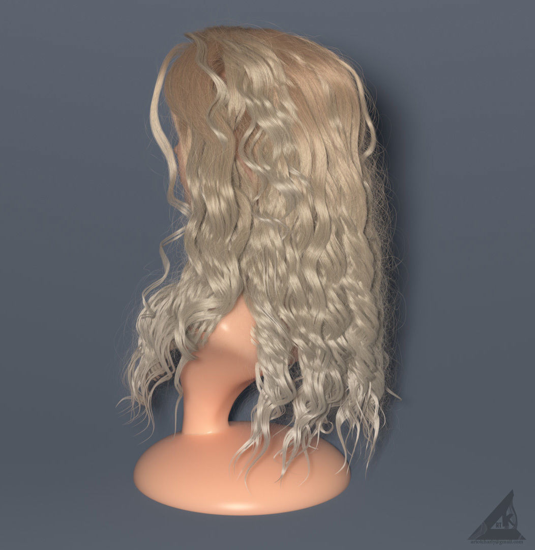 Blondie curly hair in Vray render and alembic hair in ue 4 25 3D model_6