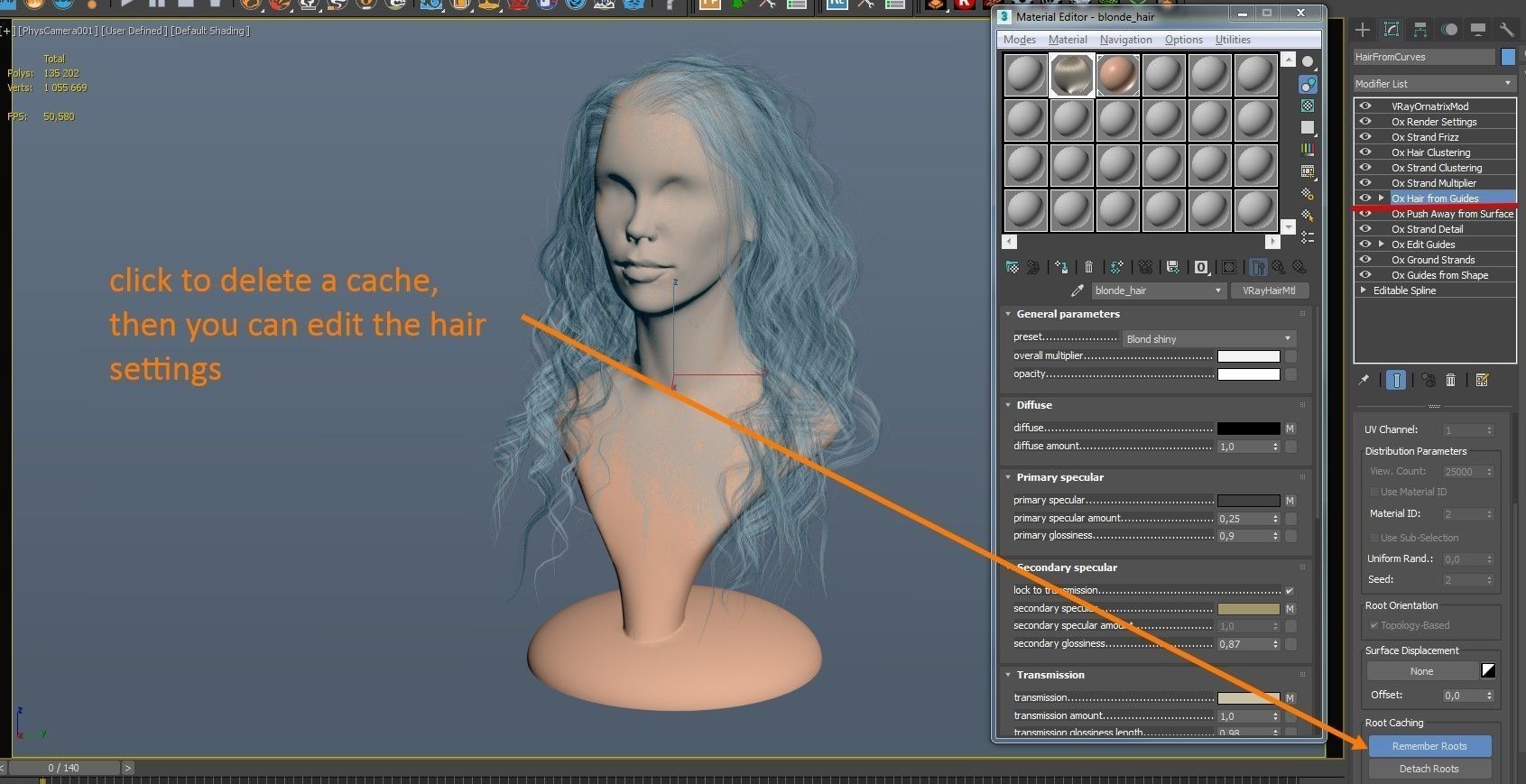 Blondie curly hair in Vray render and alembic hair in ue 4 25 3D model_10