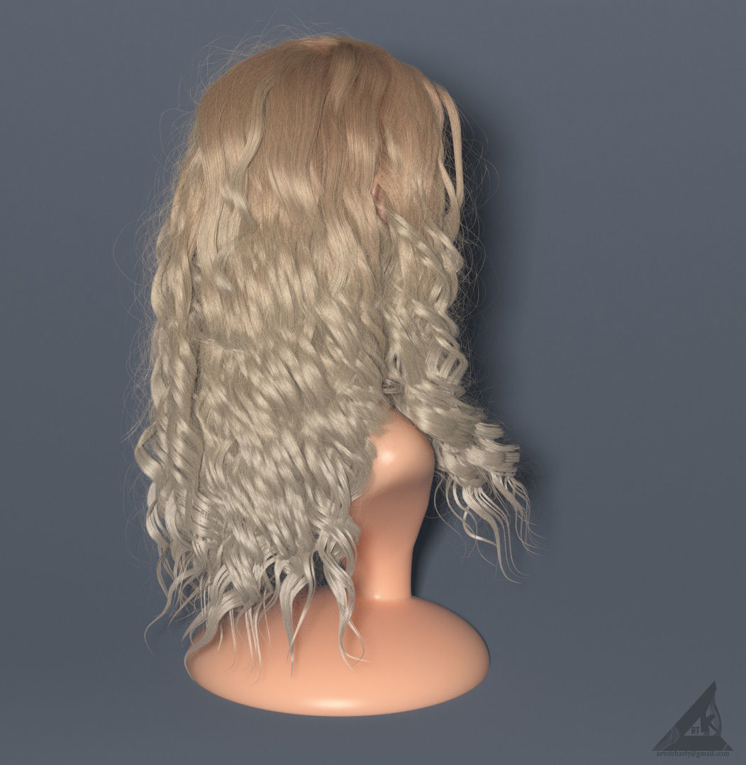 Blondie curly hair in Vray render and alembic hair in ue 4 25 3D model_7