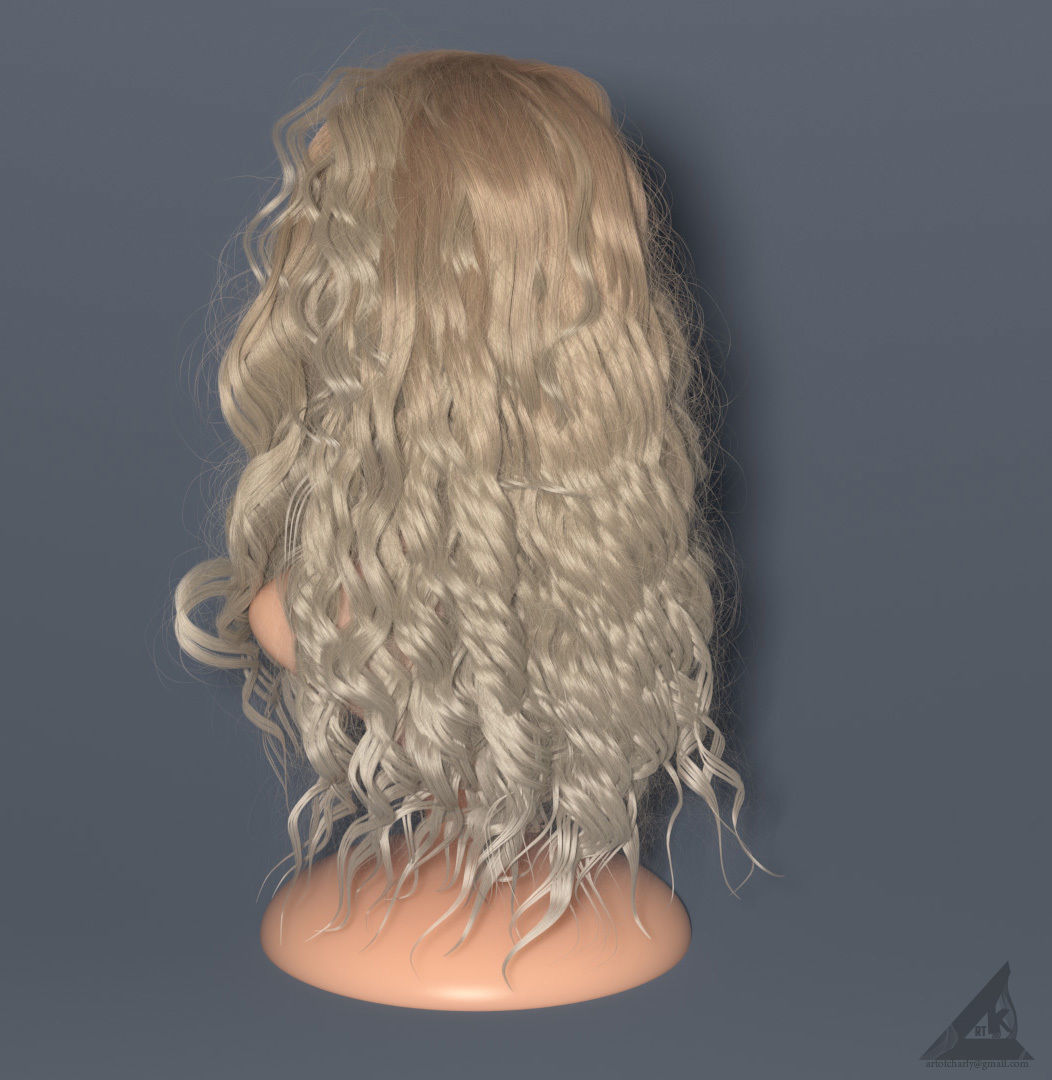 Blondie curly hair in Vray render and alembic hair in ue 4 25 3D model_8