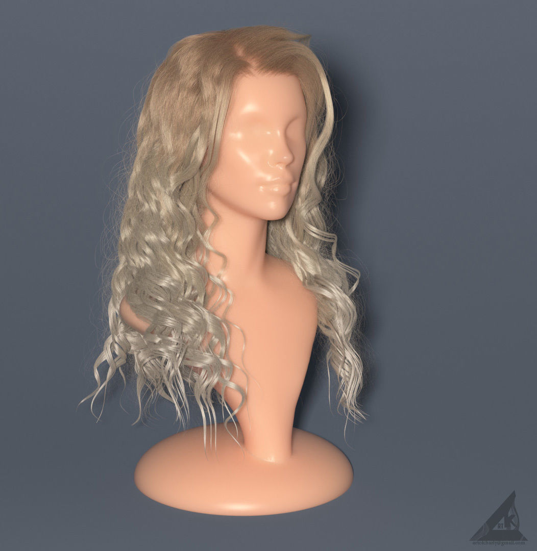Blondie curly hair in Vray render and alembic hair in ue 4 25 3D model_3