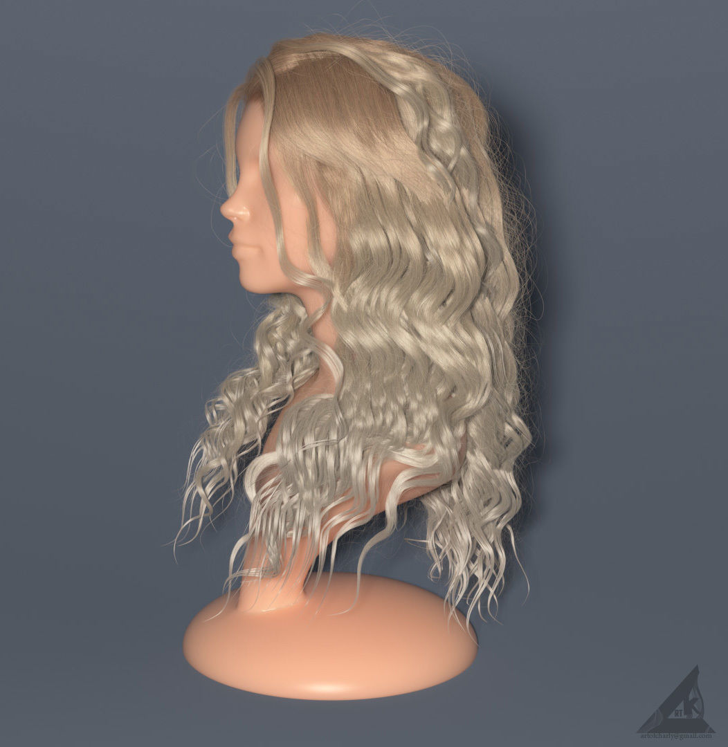 Blondie curly hair in Vray render and alembic hair in ue 4 25 3D model_4