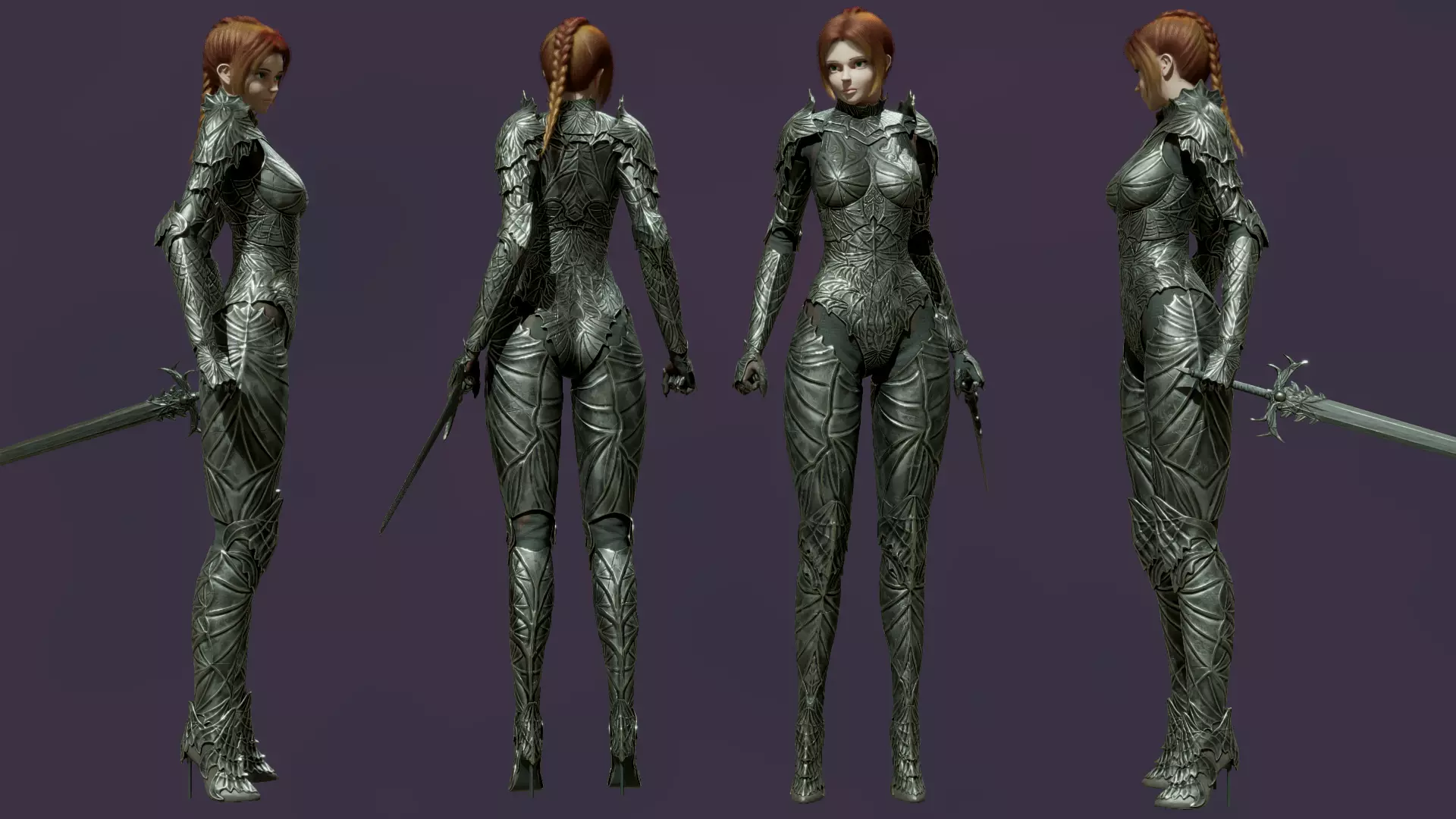 Fantasy Female Knight Low-poly 3D model