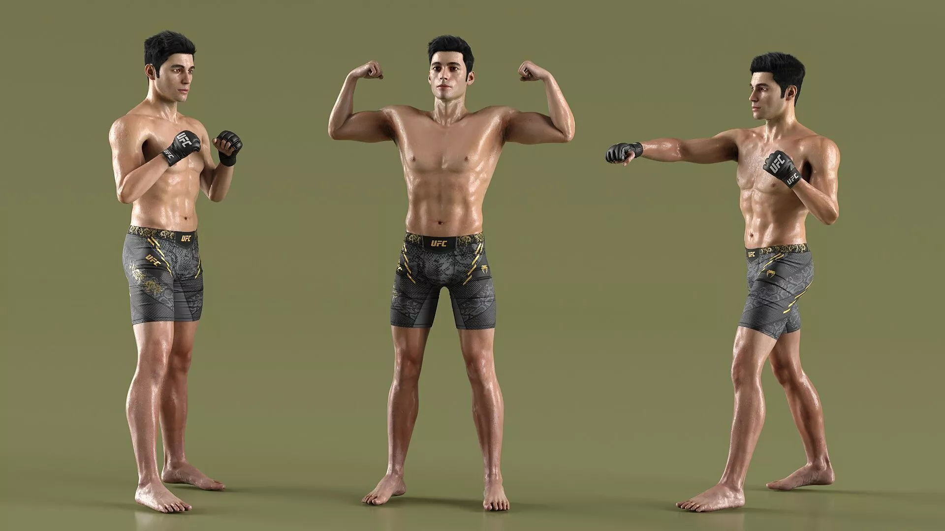 UFC MMA Fighter Sweaty Fur Rigged 3D model