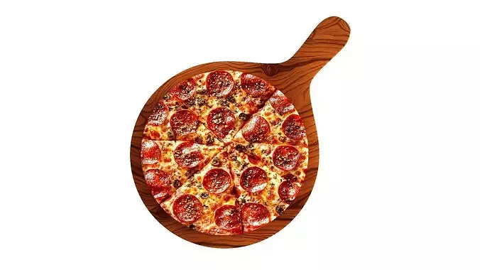 Delicious pepperoni pizza culinary 3D model 6