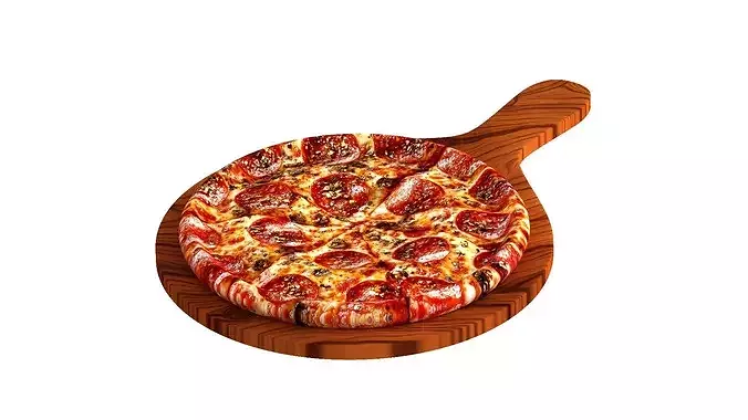Delicious pepperoni pizza culinary 3D model 2