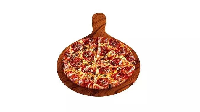 Delicious pepperoni pizza culinary 3D model 4