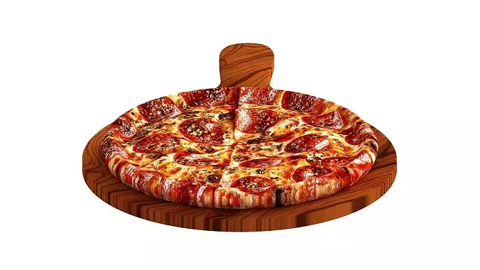 Delicious pepperoni pizza culinary 3D model 5