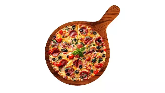 Delicious pizza 3D model 4