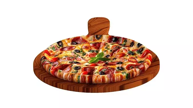 Delicious pizza 3D model 5
