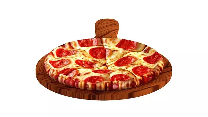 Delicious pepperoni pizza 3D model 5