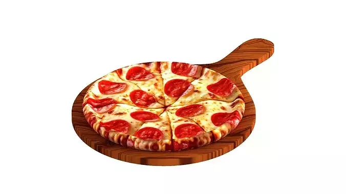 Delicious pepperoni pizza 3D model 2