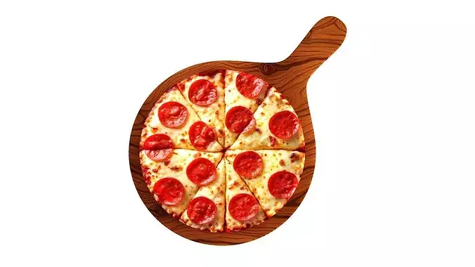 Delicious pepperoni pizza 3D model 6