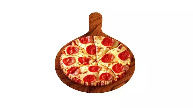 Delicious pepperoni pizza 3D model 4
