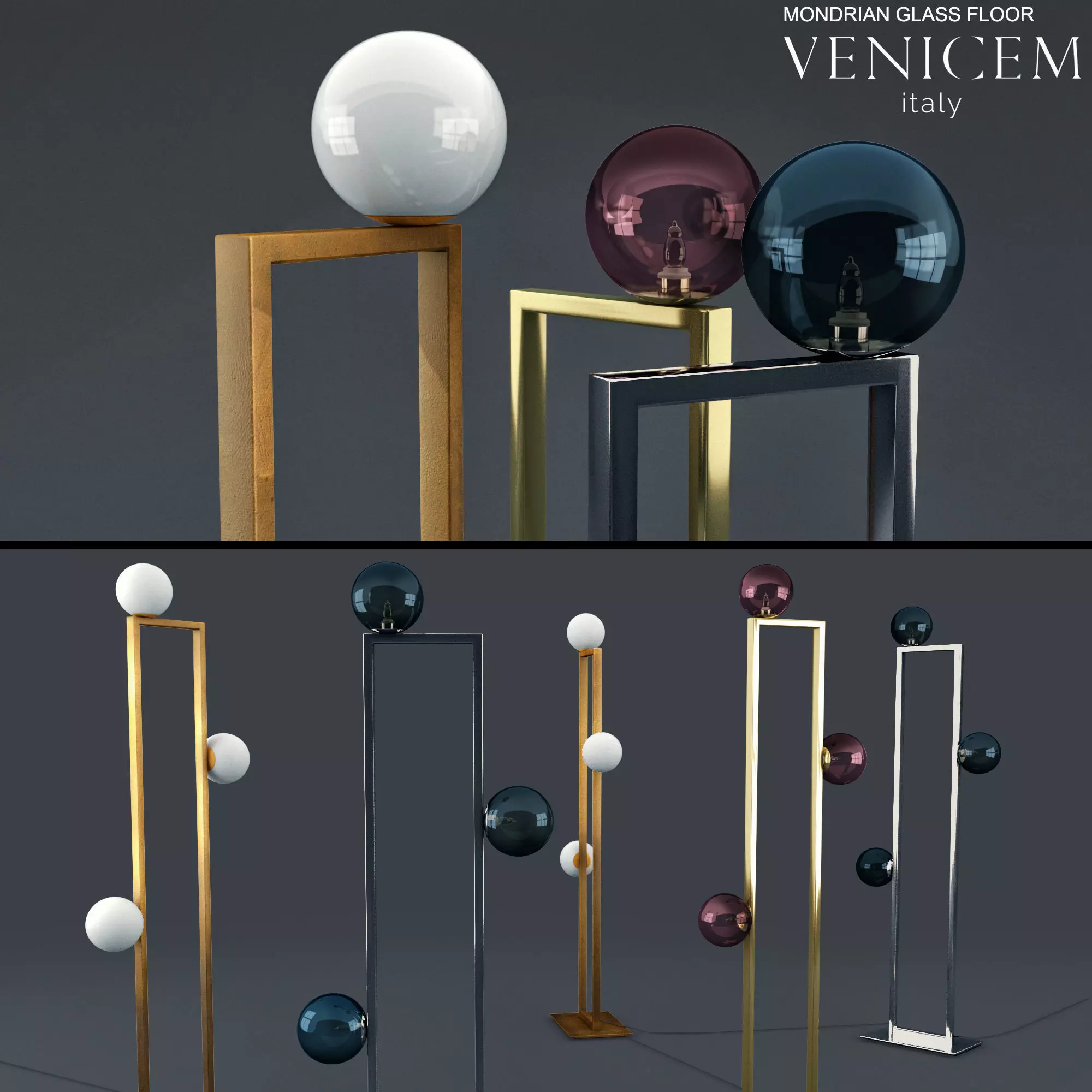 VeniceM mondrian glass floor lamp 3D model