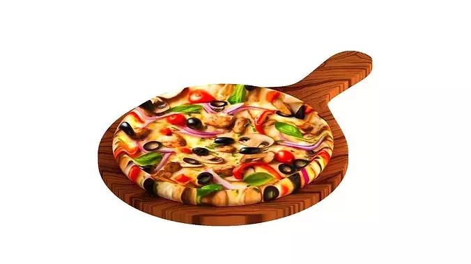 Delicious Hawaiian Pizza 3D model 2