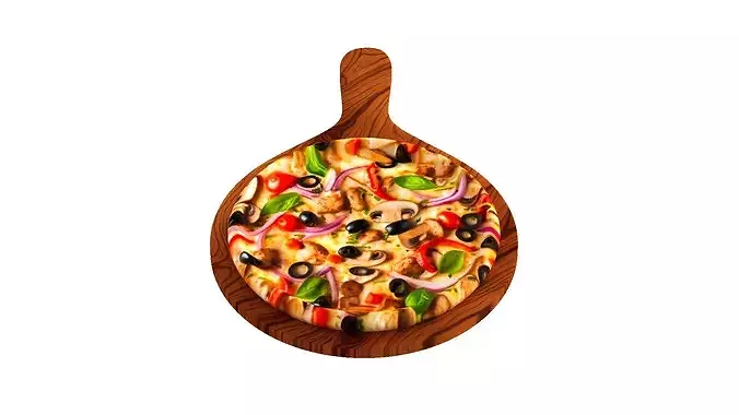 Delicious Hawaiian Pizza 3D model 4