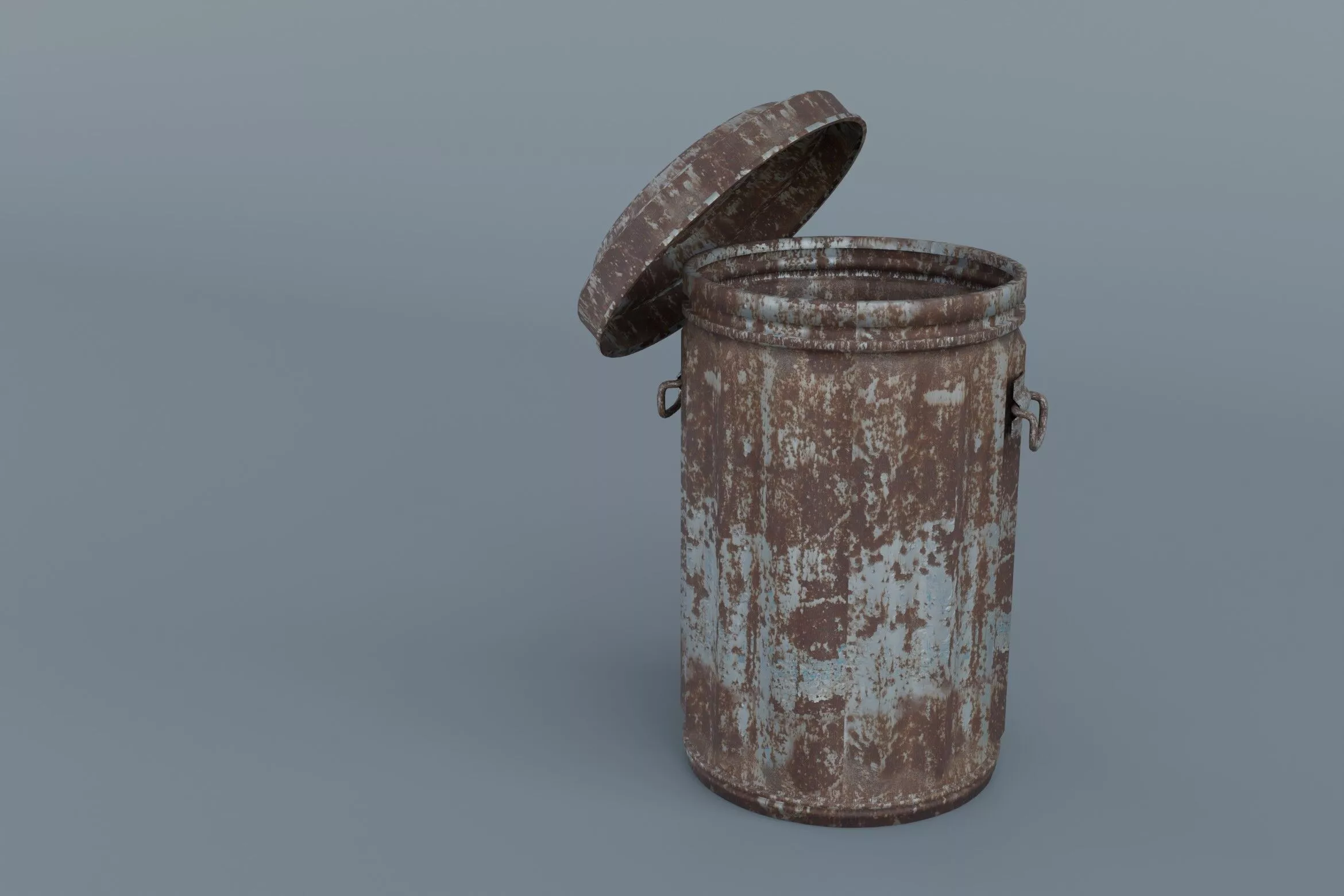 Rust Metal Dustbin Vintage Trash Can Low-poly 3D model