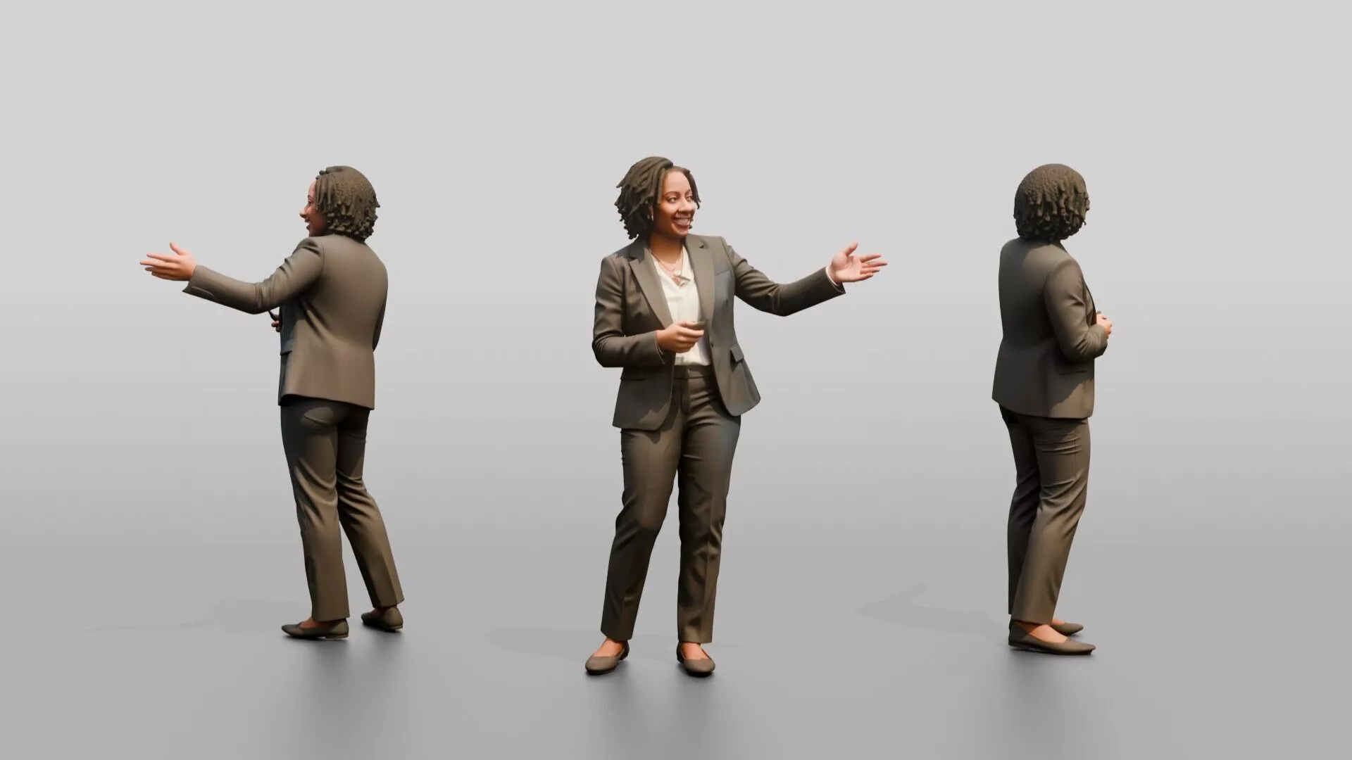 Businesswoman Gesturing in Presentation 3D model