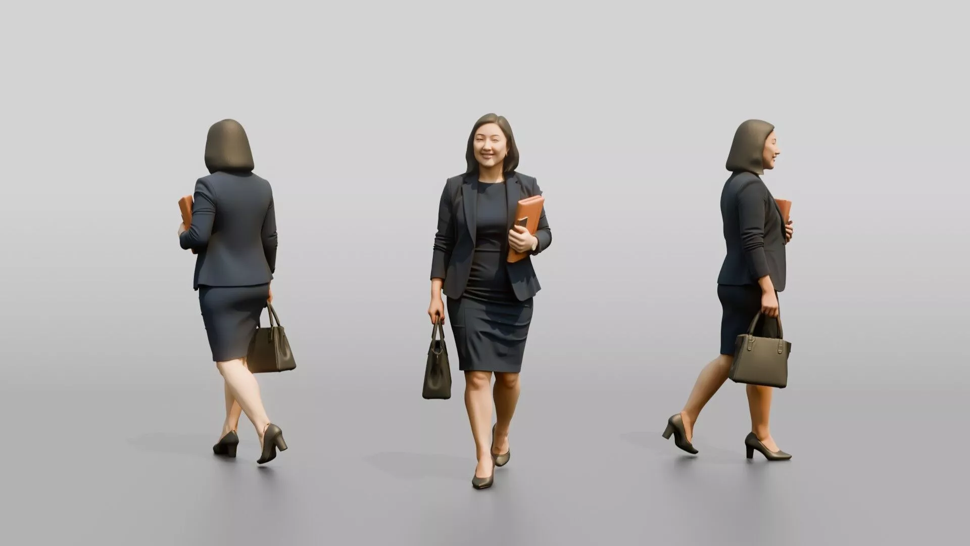 Businesswoman Holding a Folder 3D model