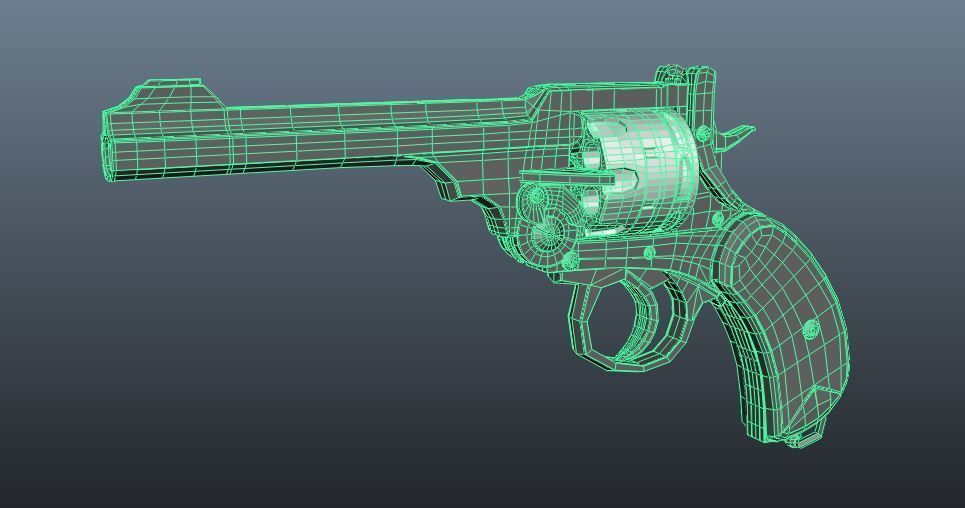 Webley Revolver Low-poly 3D model_6