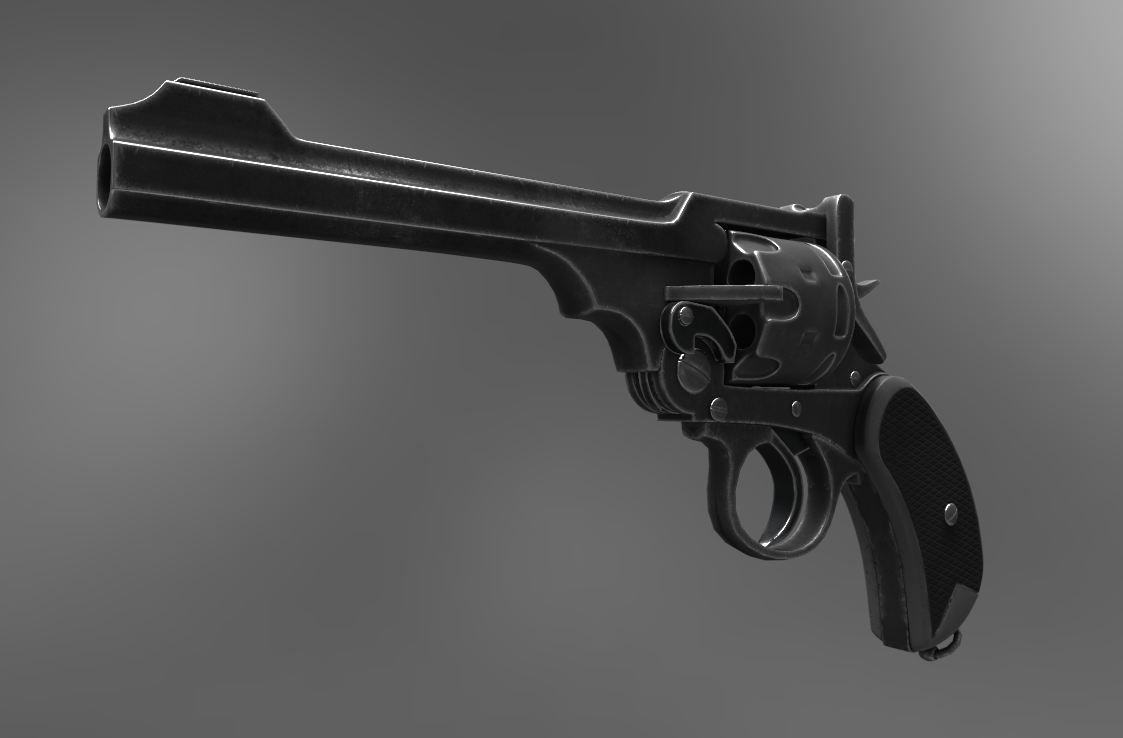 Webley Revolver Low-poly 3D model_3