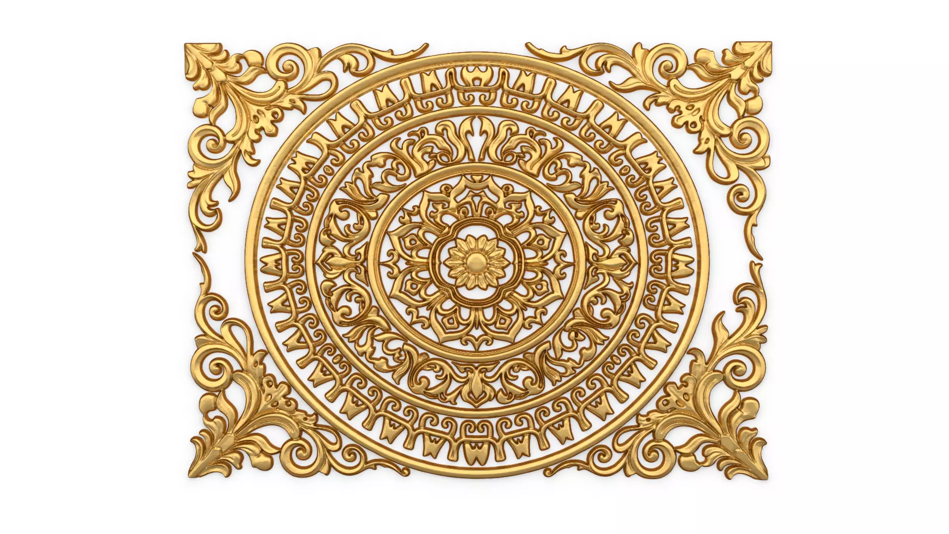 Classic Baroque decor Ornamental Rectangular Relief STL 05 3D model