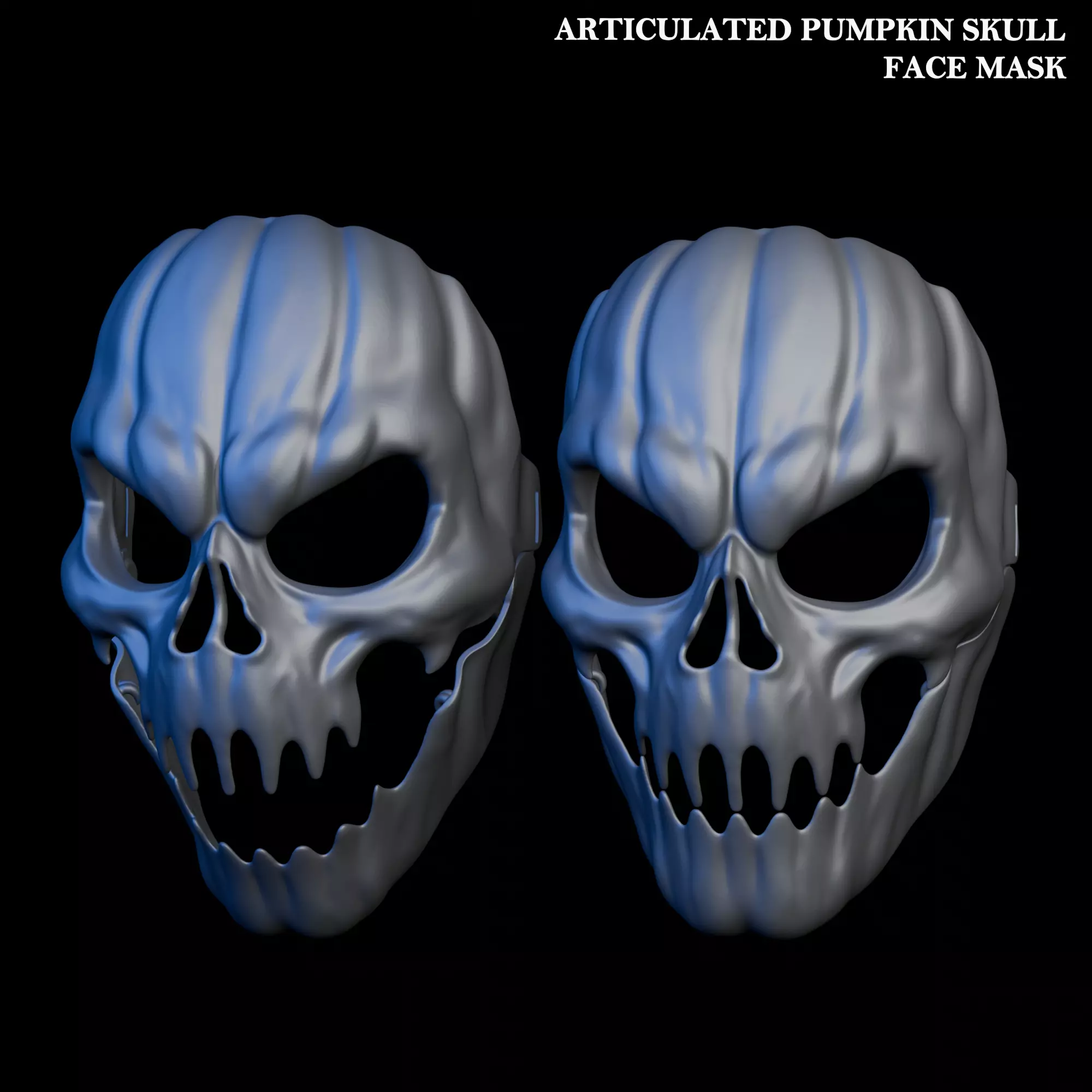 Skull Mask Articulated Pumpkin Face Mask STL for 3D Printing 3D print model