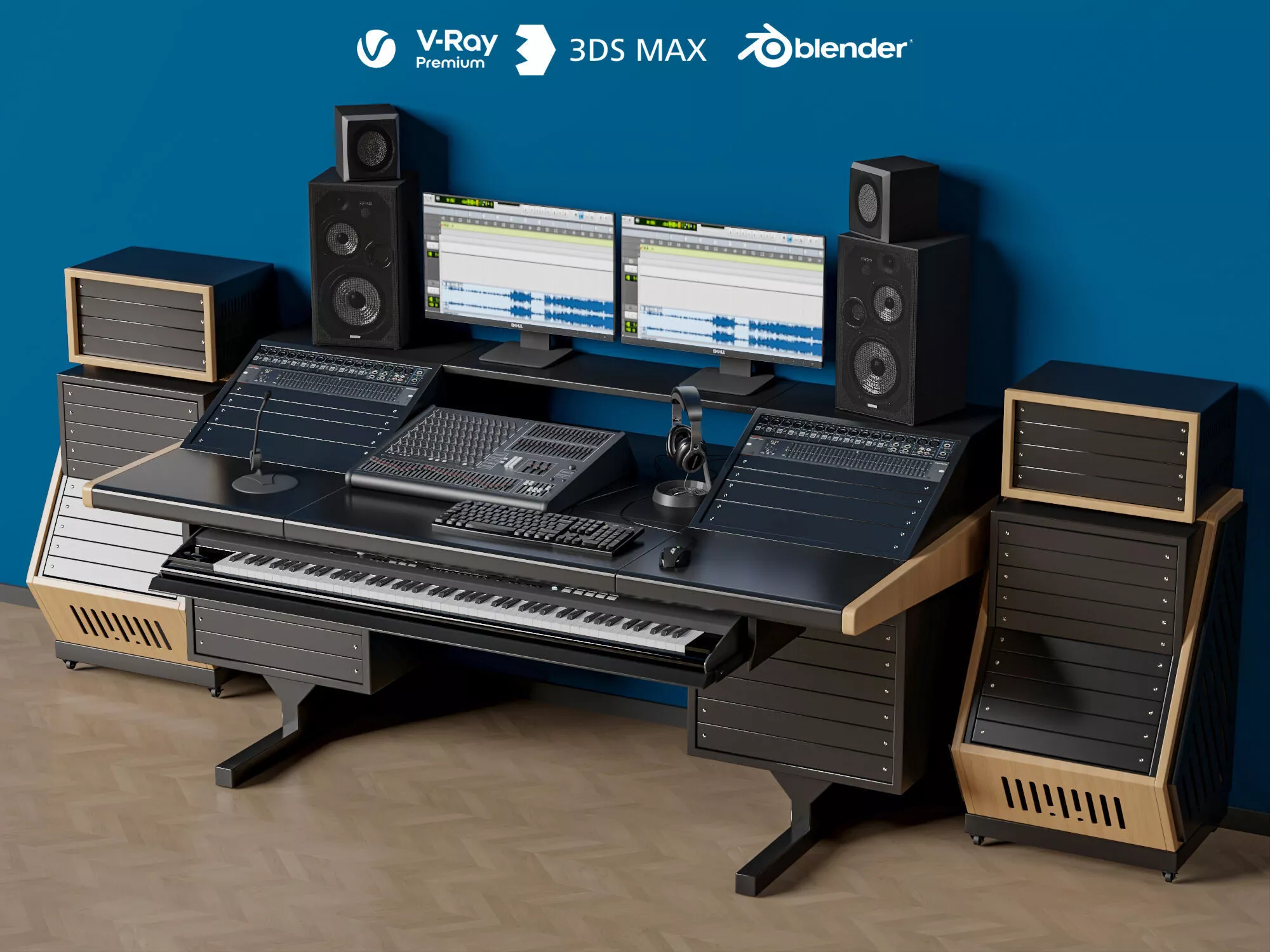 Professional audio production workstation model Low-poly 3D model
