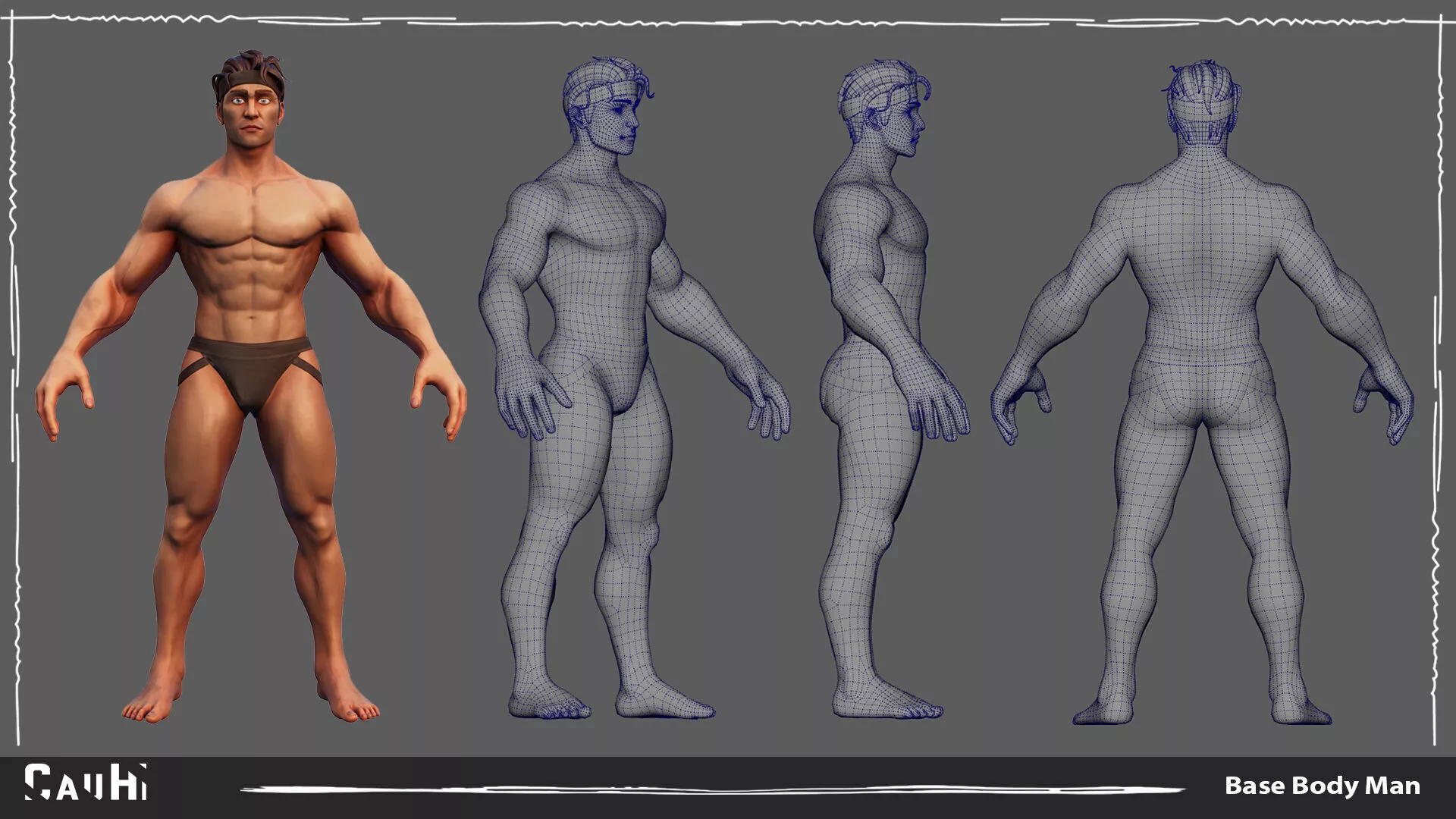 FREE Stylized Basemesh Male Game Free low-poly 3D model