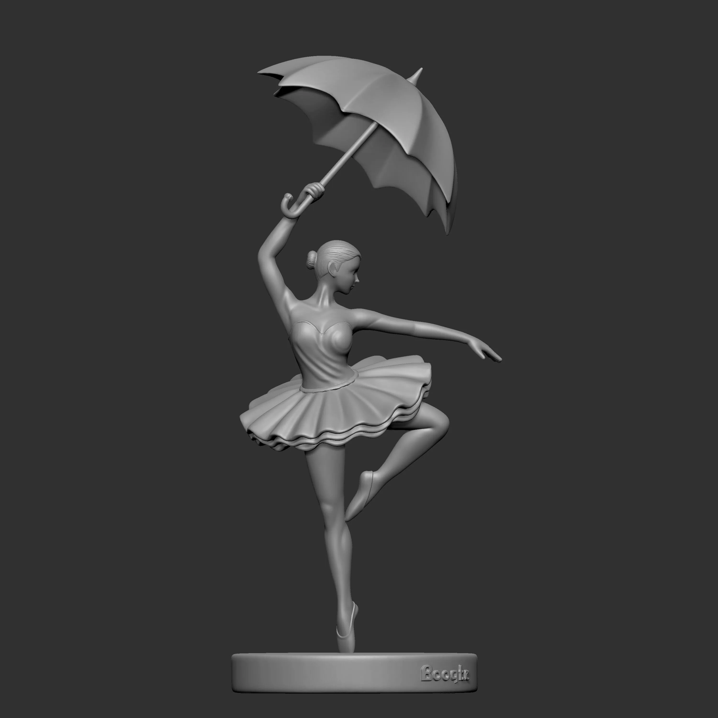 a ballerina dancing with an umbrella 3D print model