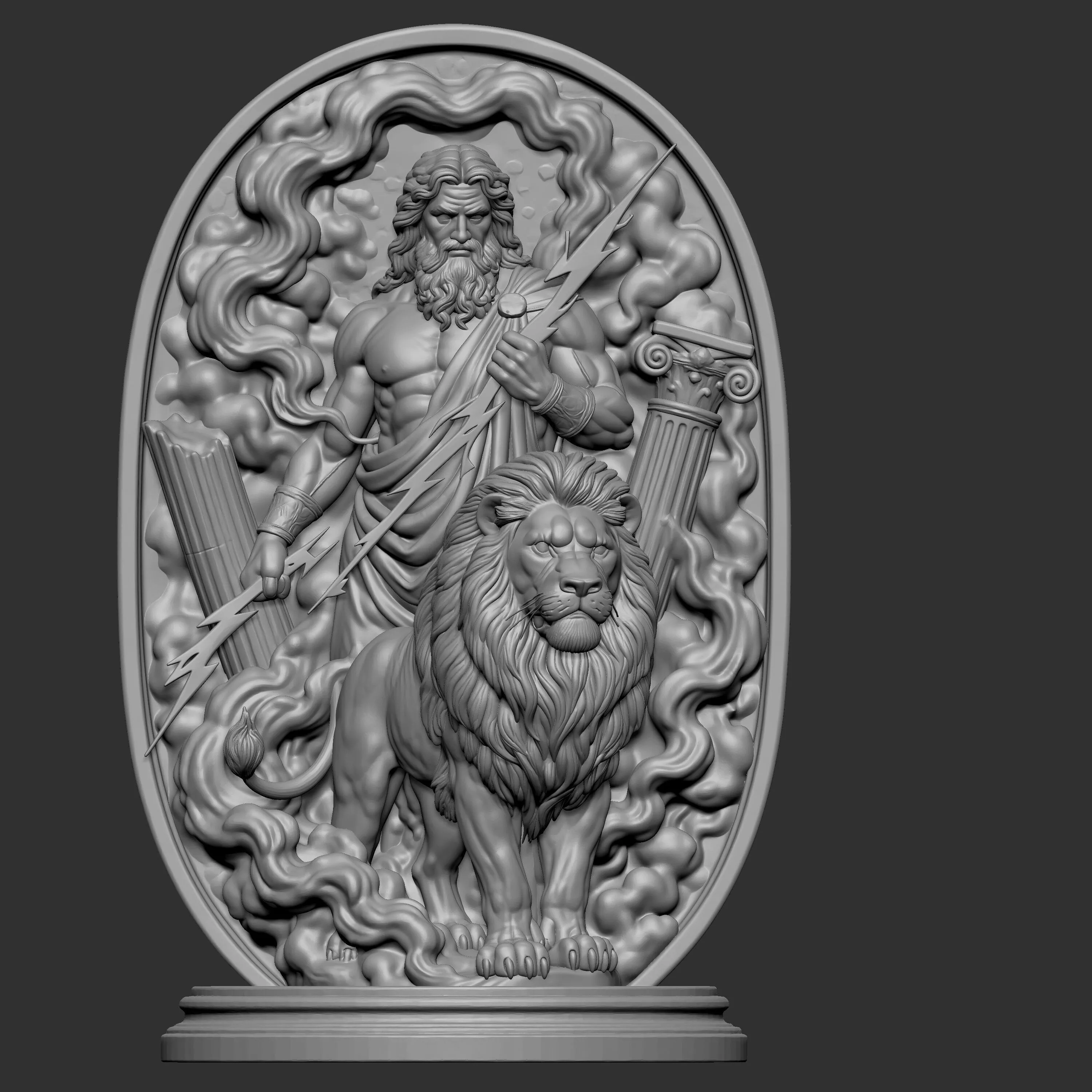 Zeus and the lion ready for 3d printing 3D print model