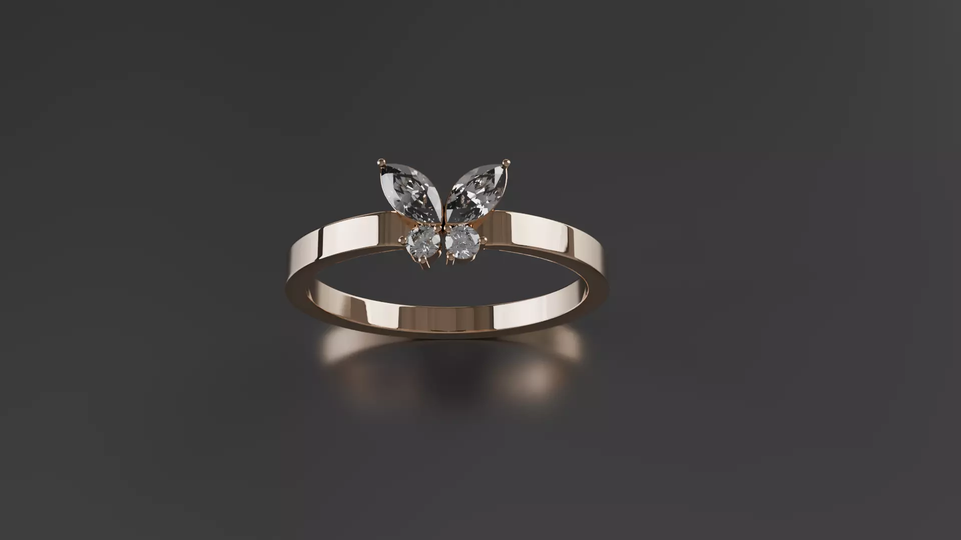 Butterfly Diamond Ring 3D Printable Jewelry Model 3D print model